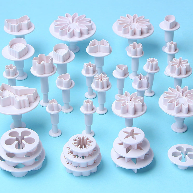 33 Pcs/set Cake Decorating Tools Fondant Plunger Cutters Tools Cookie Biscuit Cake Mold Flower Set Baking Accessories