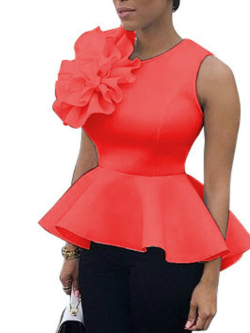 Damen Sommer Bluse Shirt Ärmellos Tanktops Schößchen Gelb Weiß Schwarz Elegant Modest Officewear Noble Damen Frühlingskleidung