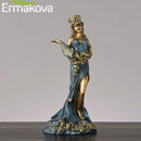 ERMAKOVA Große Harz geblendete griechische Reichtumsgöttin Fortuna Figur Pluto Lucky Fortune Skulptur Büro Geschenk Home Decor