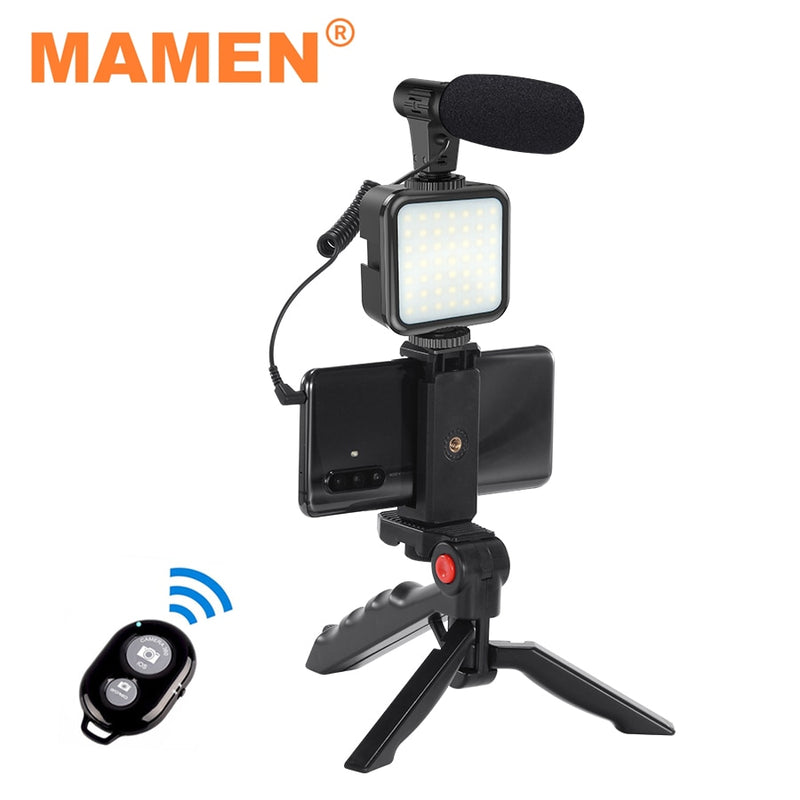 MAMEN Professional Vlogging Kit Video Shooting Equipment with Tripod Bluetooth Control for SLR Camera Smartphone Youtube Set