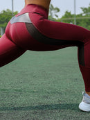 CHRLEISURE High Waist Fitness Leggings Women for Legging Workout Women Mesh And PU Leather Patchwork Legging