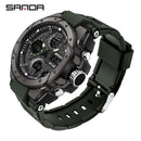 SANDA Brand Men's Watch Military Outdoor Sports Waterproof Watches Dual Display Quartz LED Digital Clock Relogio Masculino
