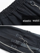 Women Cargo Pants 2021 Harem Pants Fashion Punk Pockets Jogger Trousers With Chain Harajuku Elastics High Waist Streetwear