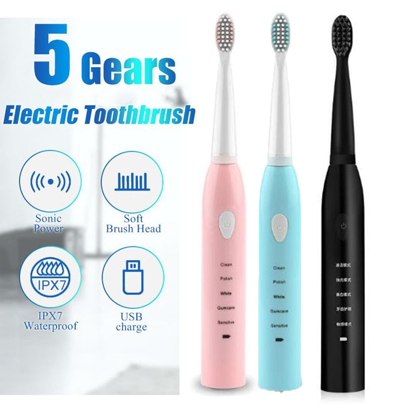 Ultrasonic Sonic Electric Toothbrush Rechargeable Tooth Brush Washable Electronic Whitening Teeth Brush Adult Timer JAVEMAY J110