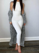 Kliou new jumpsuit women elastic hight casual fitness sporty rompers sleeveless zipper activewear skinny summer outfit