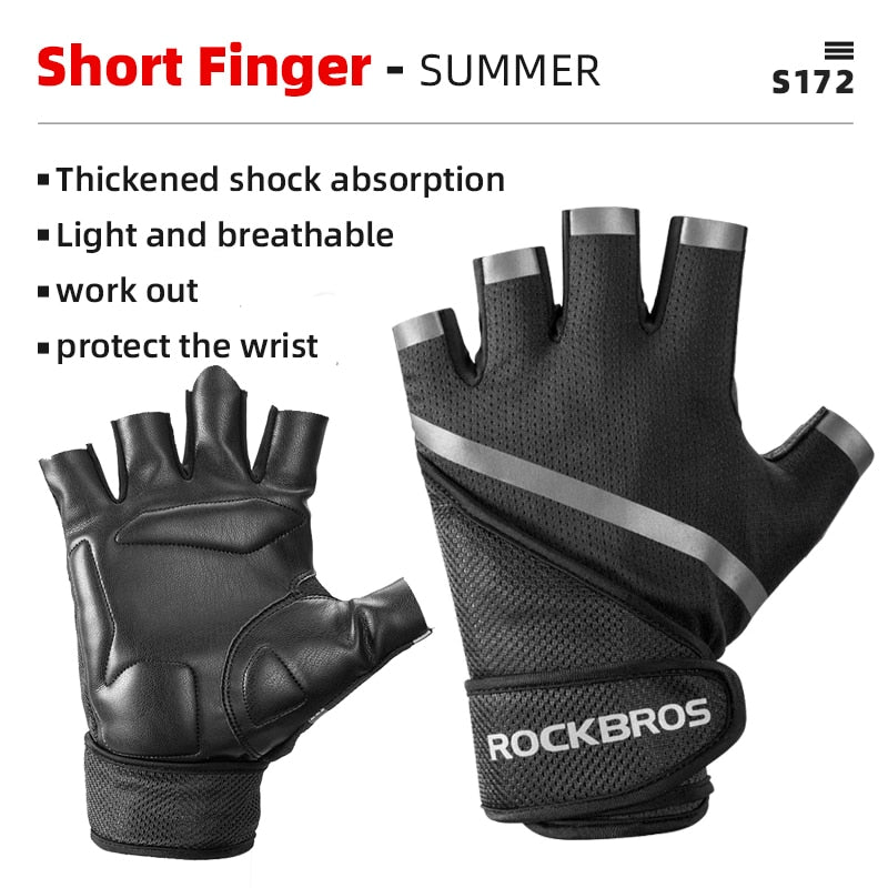 ROCKBROS Guantes de bicicleta MTB Road Anti-shock Mountain Bike Guantes sin dedos Hombres Mujeres Transpirable Ciclismo Deportes Guante antideslizante