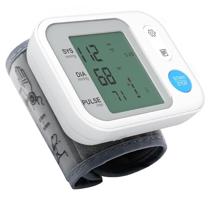 BOXYM médico Digital LCD muñeca Monitor de presión arterial esfigmomanómetro automático tonómetro muñeca presión arterial Mete tonómetro