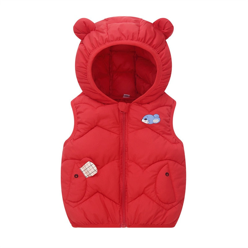 Children Warm Down Vest Autumn Baby Boys Girls Thicken Waistcoat Kids Outerwear Vests Children High Quality Hooded Jackets Vest