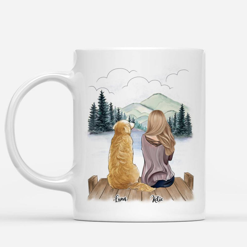 Pareja y perros Hombre Mujer Taza personalizada Tazas de café de gres hechas a medida Tazas Regalo para la familia DIY 11 / 15Oz R2060