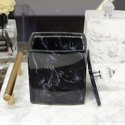 Black Marble Pattern Tray Resin Bathroom Set Toothbrush Holder Soap Dispenser Soap Dish Men&