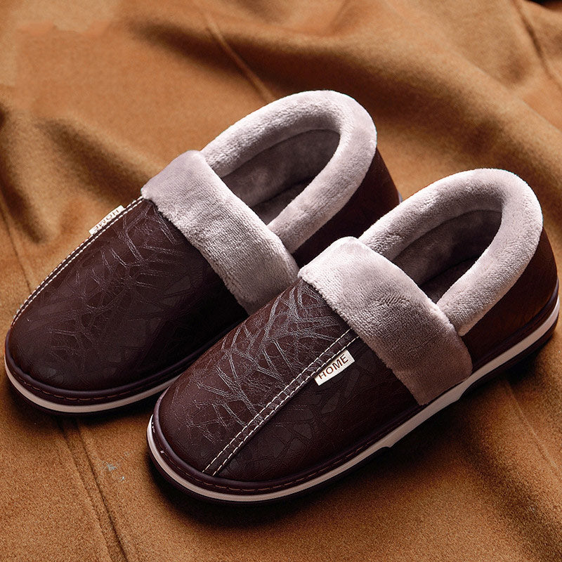 Men shoes 2021 Home Slippers men leather Memory Foam Indoor slippers for men Non-Slip Warm Winter House Adult slipper plush