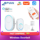 CPVAN Intelligent Wireless Doorbell 58 Ring Songs Smart Door Bell Chime EU UK US Plug TUYA APP Wifi Doorbell Alarm System