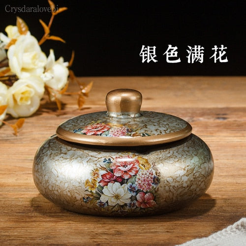 New Style Chinese Retro Ceramic Large with Lid Ashtray Modern Minimalist Creative Luxury Living Room Decoration Coffee Table