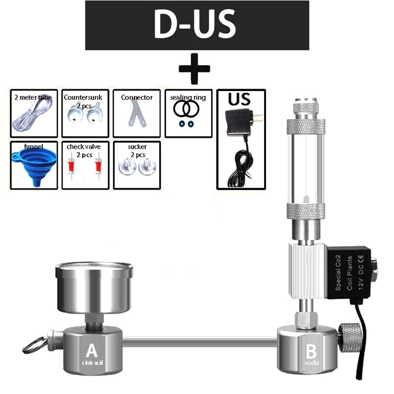 ZRDR Aquarium DIY CO2-Generator-System-Kit CO2-Generator, Blasenzähler-Diffusor mit Magnetventil, Für / Wasserpflanzenwachstum