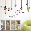 [shijuekongjian] Cartoon Girl Wall Stickers DIY Unicorn Animal Stars Wall Decals for Kids Bedroom Baby Room Home Decoration