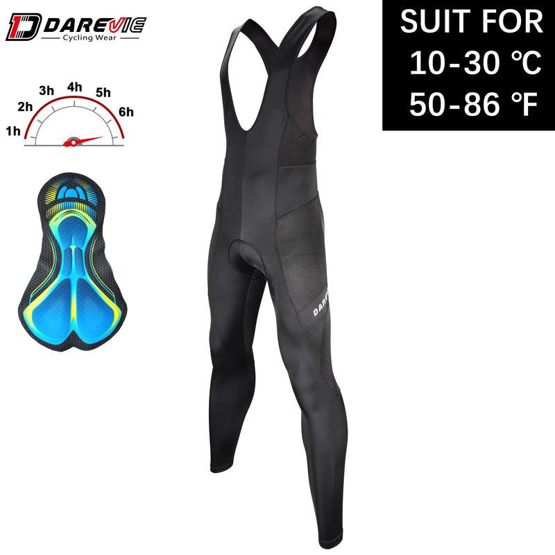 DAREVIE Ciclismo Bib Pantalones Verano Hombres Gel Pad Ciclismo Largo Bib Pantalones Transpirable Hombres Ciclismo Pantalones Tight 6 Hour Ride Pantalones