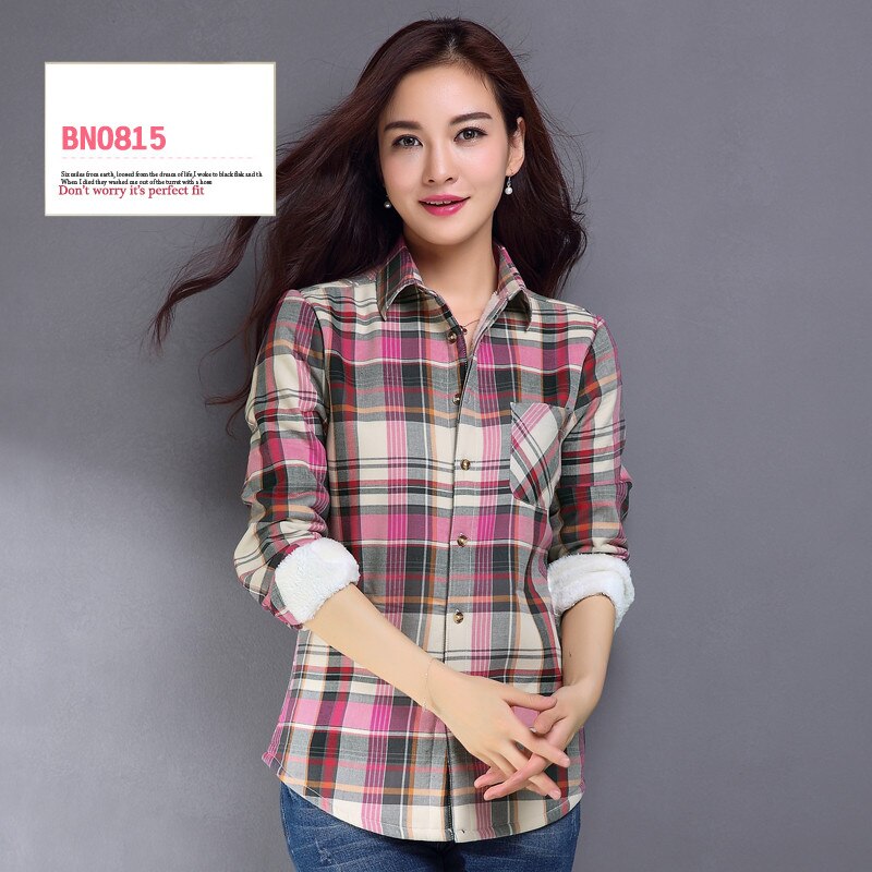 S-4XL Women Cotton Shirt Spring Autumn Winter 2022 New Casual Long-sleeve Brushed Plaid Stripe Shirts Girl's Tops Blouse Female