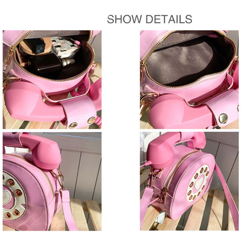 Stylish Women Telephone Shaped Crossbody PU Leather Shoulder Bag Female Casual Handbag Shopping Street School Satchel Tote Purse