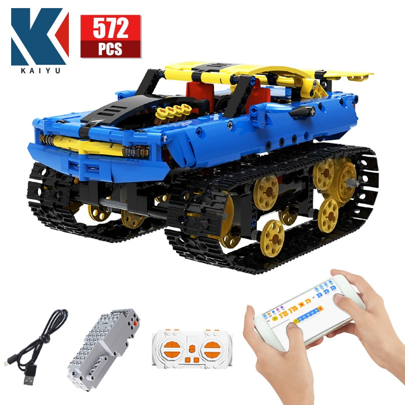 Stadt Offroad RC Rennwagen Elektrische Bausteine ​​​​APP Fernbedienung Tank Militär Ziegel Spielzeug für Kinder