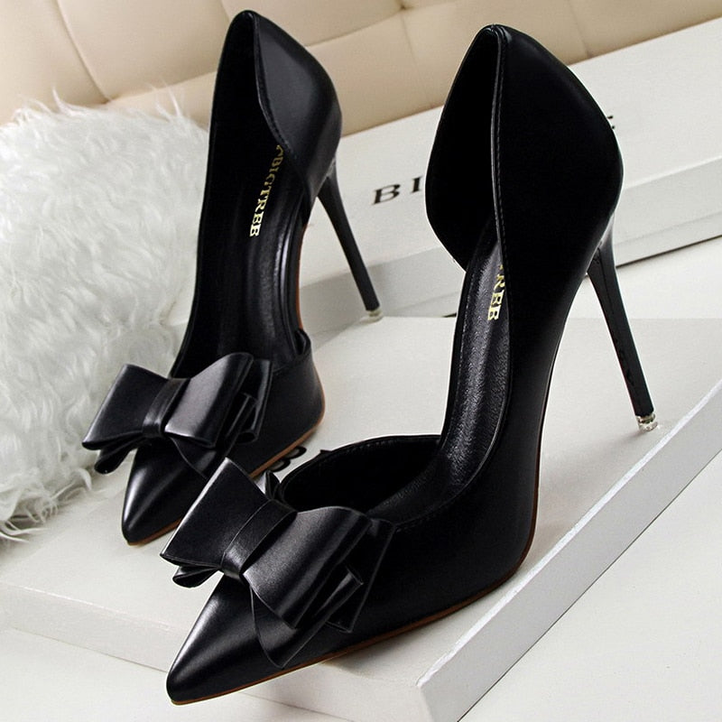 Zapatos BIGTREE, zapatos de tacón alto a la moda para mujer, zapatos negros, rosas y amarillos, zapatos de boda para mujer, zapatos de fiesta de aguja para mujer