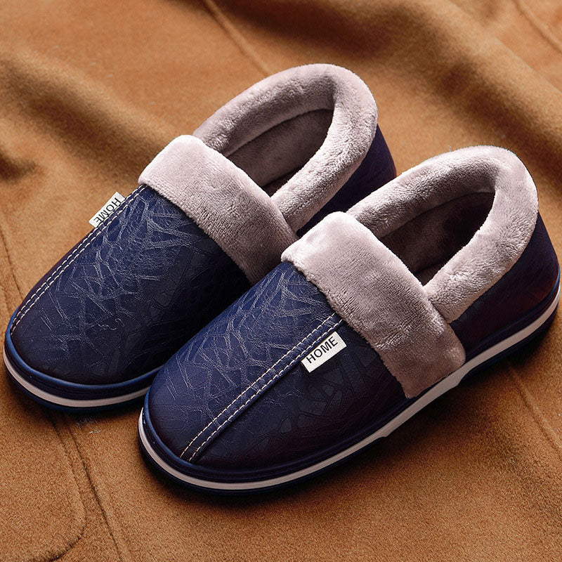 Men shoes 2021 Home Slippers men leather Memory Foam Indoor slippers for men Non-Slip Warm Winter House Adult slipper plush