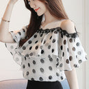 Fashion Women Tops and Blouses 2023 Short Sleeve Ladies Tops Polka Dot Chiffon White Blouse Shirt Blusas Feminine Blouses 0611