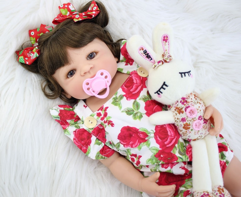 55cm cuerpo completo de silicona Reborn Baby Doll juguete para niña vinilo recién nacido princesa bebés Bebe bañarse juguete de acompañamiento regalo de cumpleaños