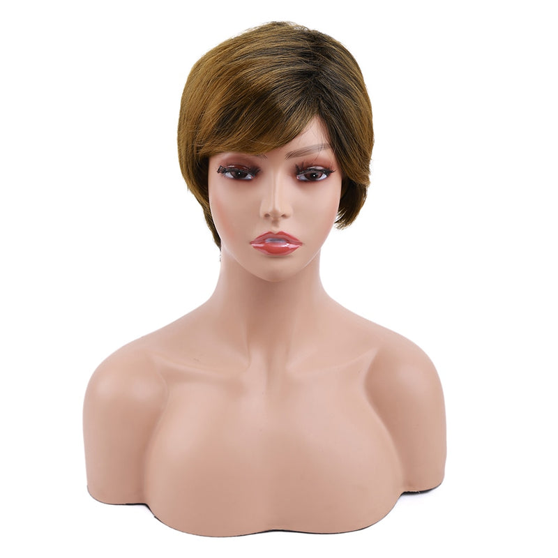 Amir Synthetic Brown Wig Short blonde Wigs Natural Wave Haircut Puffy Straight Hair Wigs for American Africa Women