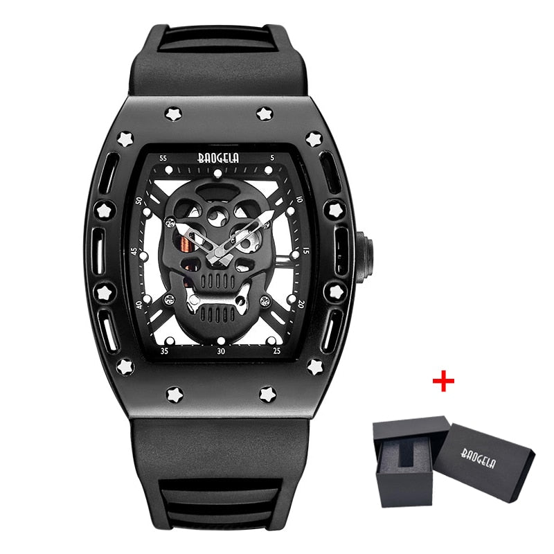 BAOGELA New Arrival Style Pirate Skull Quartz Men Watches Military Silicone Brand Mens Sports Watch Waterproof Relogio Masculino