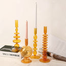 Nordic Orange Glass Taper Candle Holder Creative Home Decor Wedding Party Dinner Candlelight Decoration Living Room Candlestick