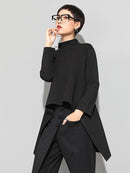 XITAO Vintage Schwarz Rollkragen T Shirt Frauen Kawaii Casual Langarm Unregelmäßige Tops Koreanische Kleidung Neue ZLL1177