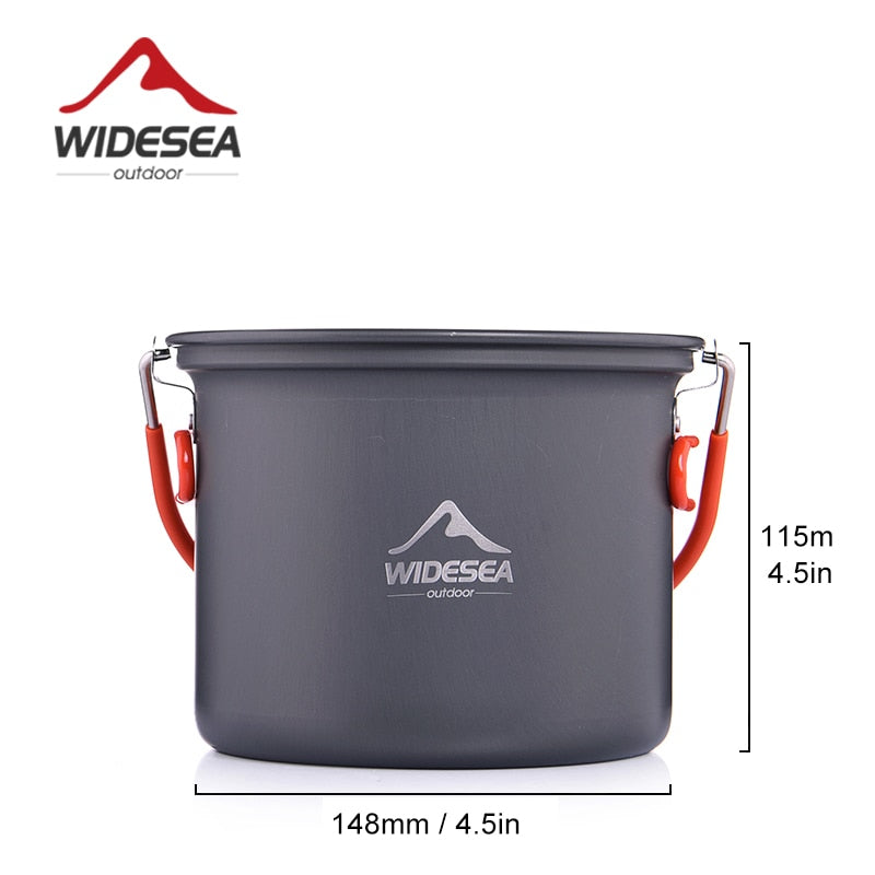 Widesea Camping Supplies Aluminum Hanging Pot Kitchen For Outdoor Cooking Nonstick Cookware 2~3 Persons For Tourism Hike Picnic