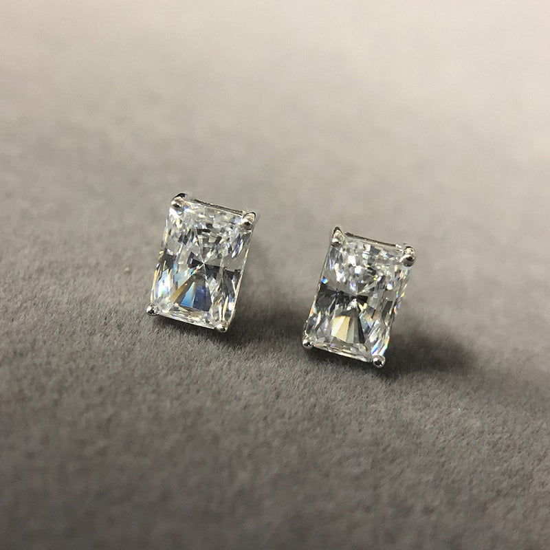 PANSYSEN Ohrstecker aus 100 % 925er Sterlingsilber, simulierter Moissanite-Diamant, 2 Karat, für Damen, Hochzeit, Verlobung, feiner Schmuck, Geschenk