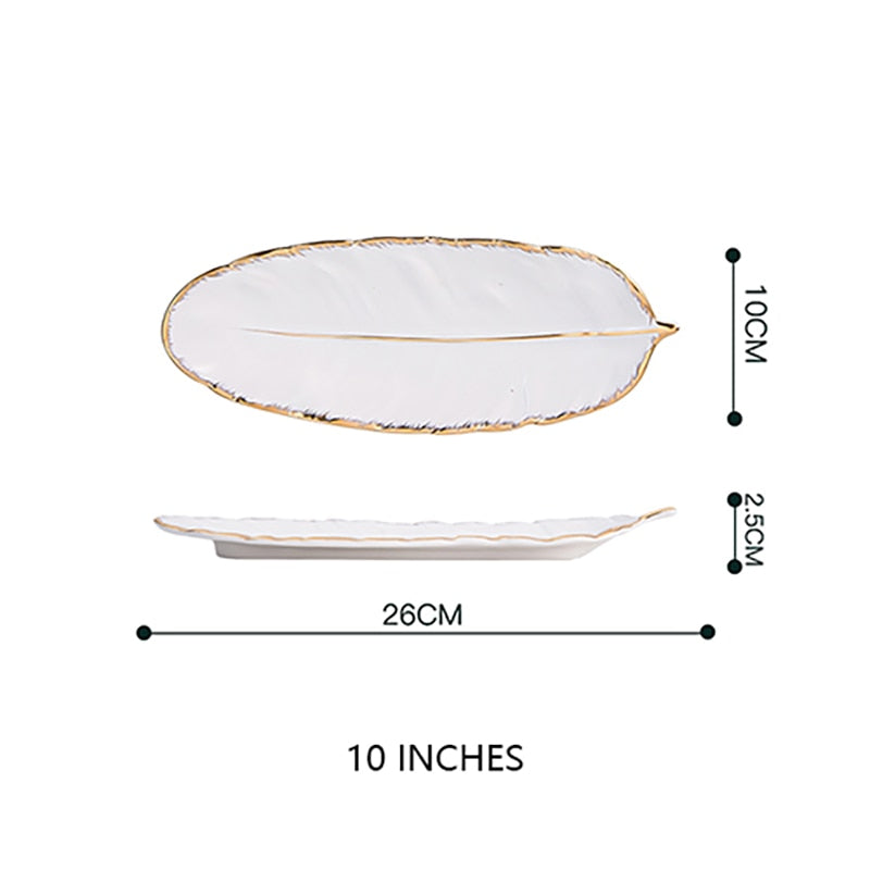 Luxury Storage Tray Ceramic Jewelry Decorative Serving Tray Set Cake Dessert Tableware Varieties Plate Dining Dish Organizer