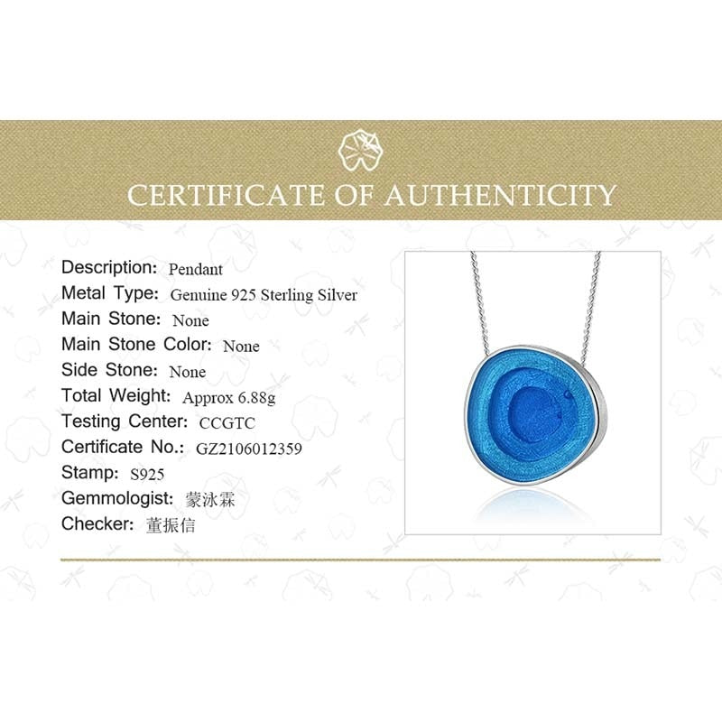 Lotus Fun Real 925 Sterling Silver Minimalism Style Fine Jewelry Geometric Near Round Design  Epoxy Pendant without Necklace