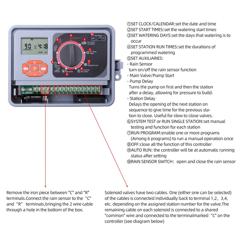 11 Station Garden Automatic Irrigation Controller Water Timer Watering System with EU standard Internal Transformer