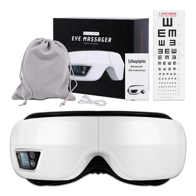 Augenmassagegerät 6D Smart Airbag Vibrations-Augenpflege-Instrument Hot Compress Bluetooth Eye Massage Glasses Fatigue Pouch &amp; Wrinkle