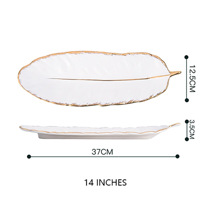 Luxury Storage Tray Ceramic Jewelry Decorative Serving Tray Set Cake Dessert Tableware Varieties Plate Dining Dish Organizer