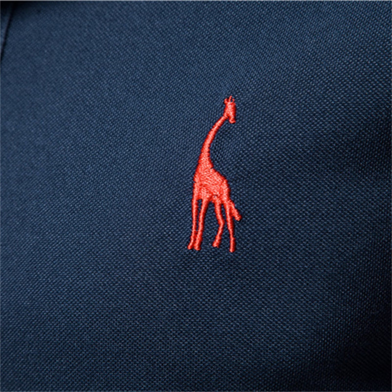 2021 nueva camiseta POLO de algodón de verano para hombre, camiseta Polo bordada de marca de jirafa para hombre, polos de manga corta de estilo inglés para hombre de alta calidad