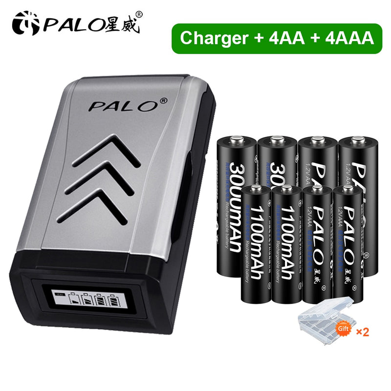 PALO 4 Stück 3000 mAh 1,2 V AA Akkus + 4 Stück 1100 mAh 1,2 V AAA Akku NI-MH AA AAA Akku für Kamera Spielzeug