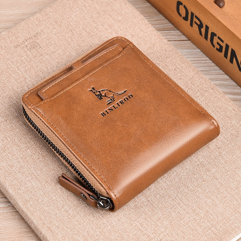 2022 Fashion Men's Genuine Leather Wallet RFID Anti Theft Male Business Card Holder Man Money Bag Purse Zipper Wallet for Men