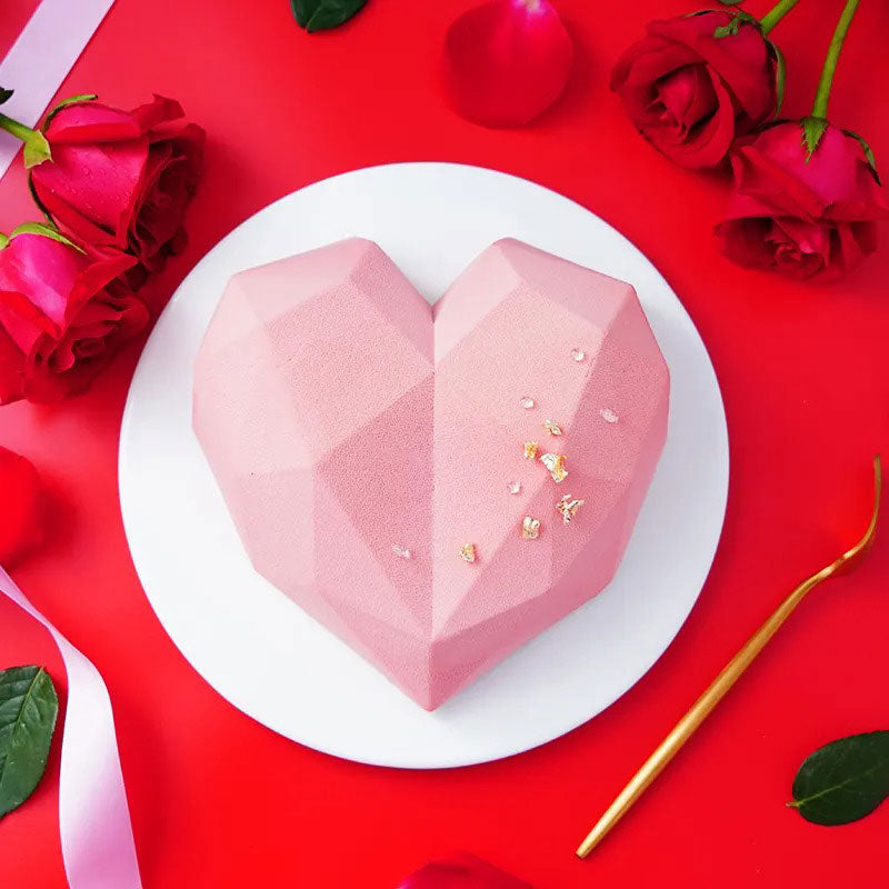 3D Diamond Love Heart Shape Mousse Cake Mold Silicone Pastry Molds for Sponge Mousse French Dessert DIY Bakeware Tools