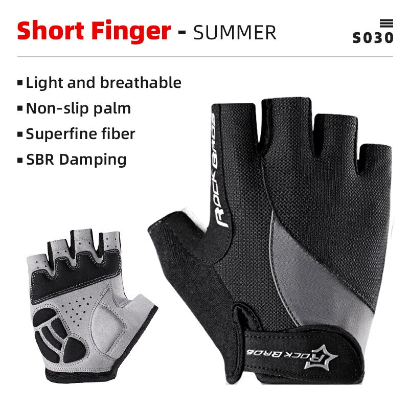 ROCKBROS Guantes de bicicleta MTB Road Anti-shock Mountain Bike Guantes sin dedos Hombres Mujeres Transpirable Ciclismo Deportes Guante antideslizante