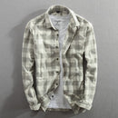 2019 Spring And Autumn Vintage China Style Classic Plaid Cotton Long Sleeve Blue Shirt Male Casual Slim Fit Shirt Import Clothes