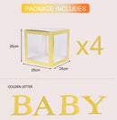 Staraise Transparent Letter A-Z Box Custom Baby Name Balloon Box Girl Boy Baby Shower Decorations Baby 1st Birthday Party Decor