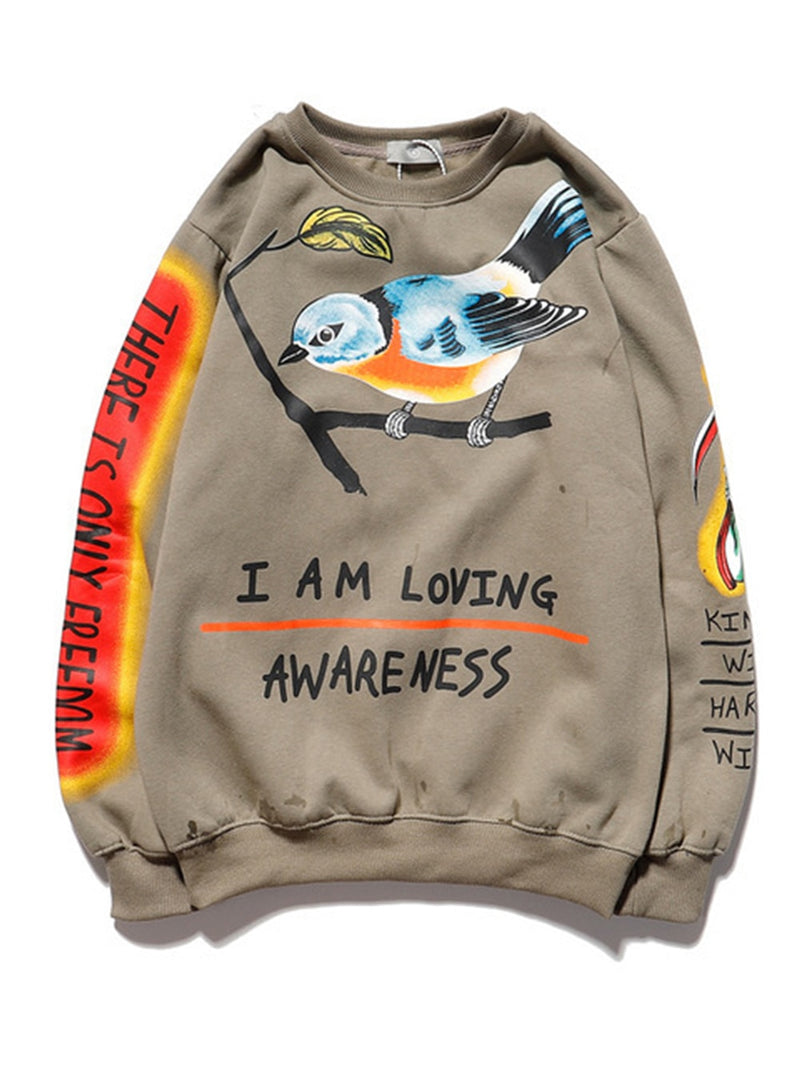 Kanye West Graffiti Letter Print Plus Velvet Sweatshirt Men And Women Harajuku Fleece Hoodie Hip Hop Stranger Things Hooded