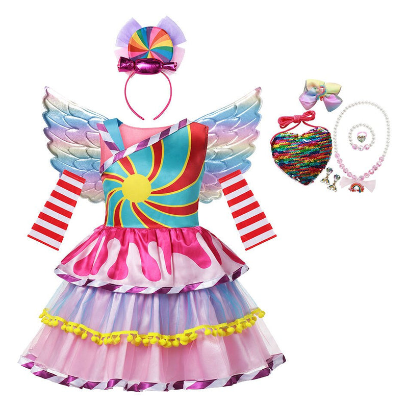 2022 neue Mode Baby Mädchen Candy Kleid Kinder Halloween Party Kostüm Bunte Ballkleid 2-12 Jahre Kinder Kleidung