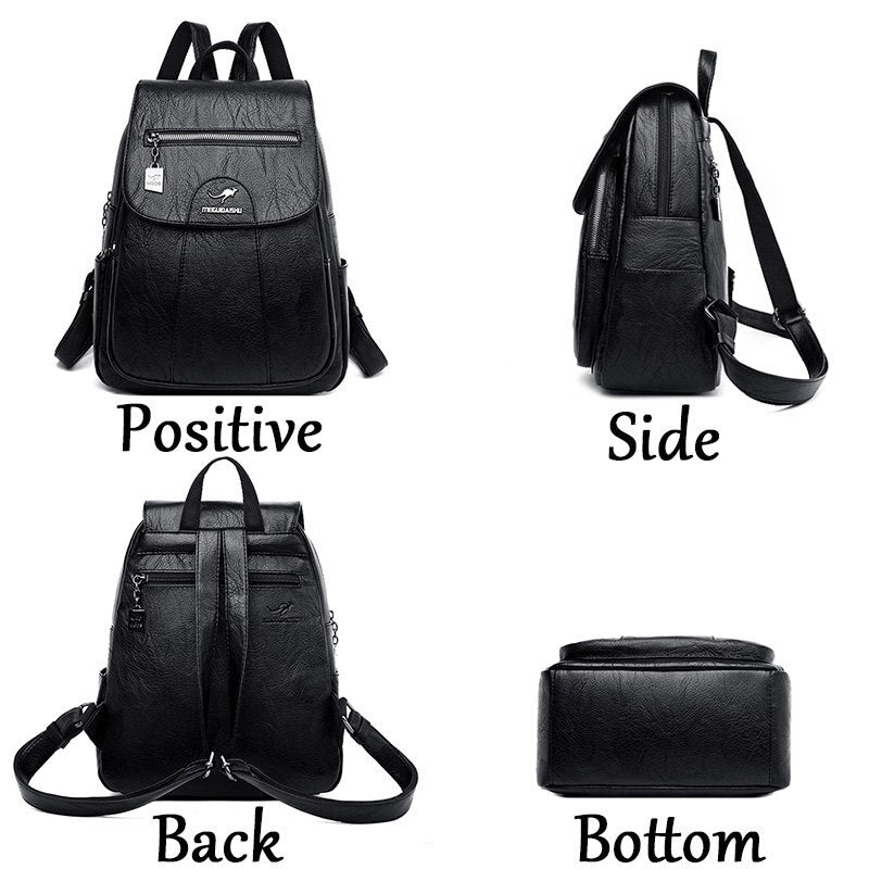 2022 Women Leather Backpacks High Quality Female Vintage Backpack For Girls School Bag Travel Bagpack Ladies Sac A Dos Back Pack