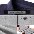 TFETTERS primavera otoño Casual hombres Camiseta de manga larga algodón elástico Slim Fit vestido camiseta hombres cuello en V rayas hombres Tops y camisetas