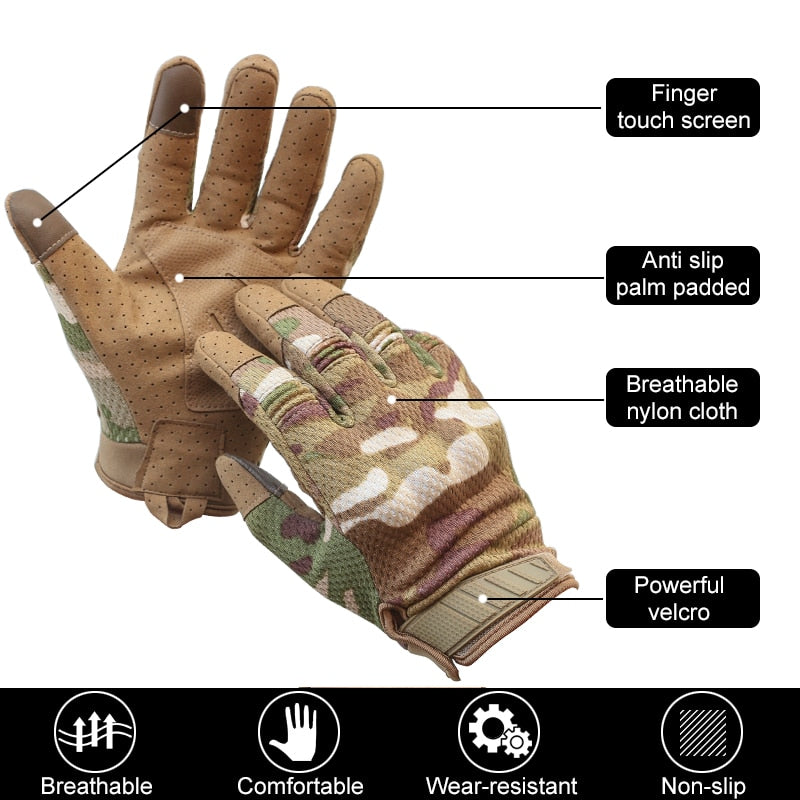 Guantes de montar para hombre Ciclismo Bicicleta Dedo completo Motos Guantes de carreras Antideslizante Pantalla táctil Deportes al aire libre Guantes tácticos Proteger equipo